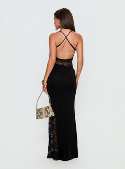 Chantella Lace Cut Out Maxi Dress Black