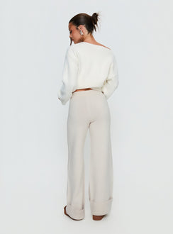 back view of model wearing Princess Polly Shinead Cuffed Pants White High Rise Pants 