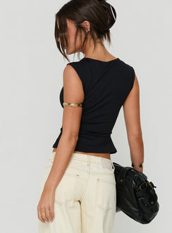 Ailana Cinched Keyhole Top Black
