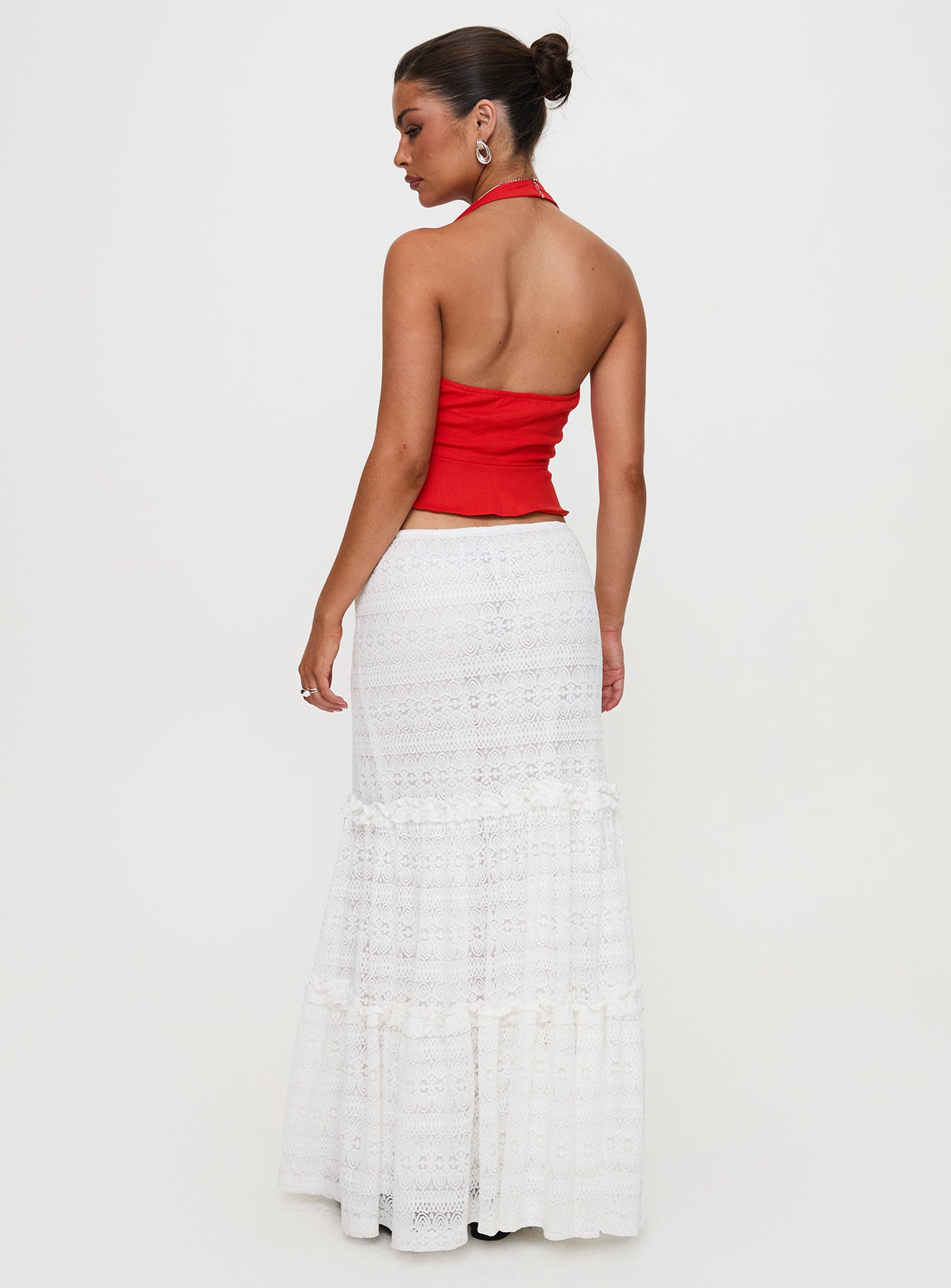 Buttacupe Lace Maxi Skirt White