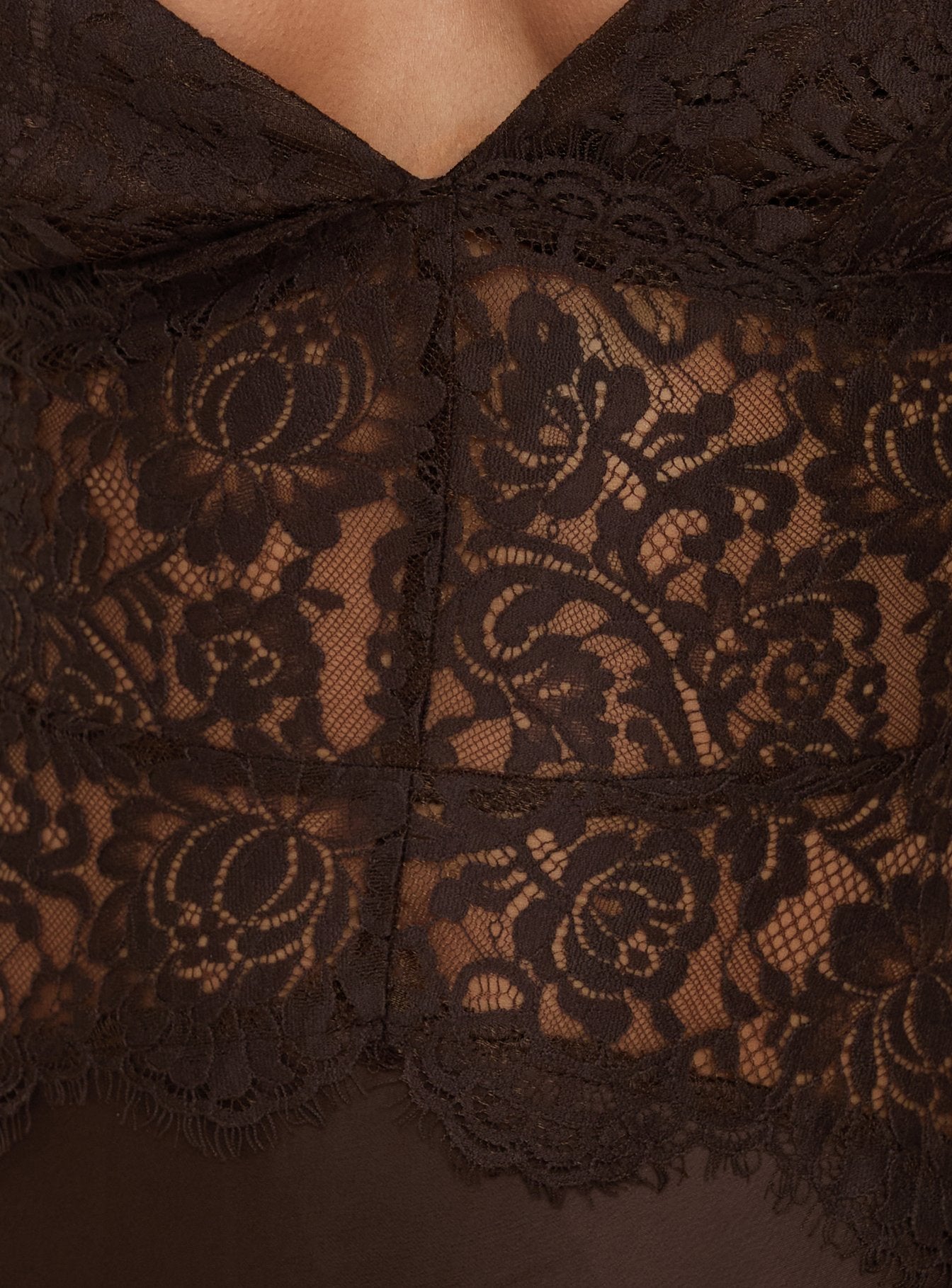 Kylenn Lace Panel Satin Maxi Dress Chocolate