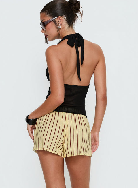 Abigayle Shorts Yellow / Brown Stripe