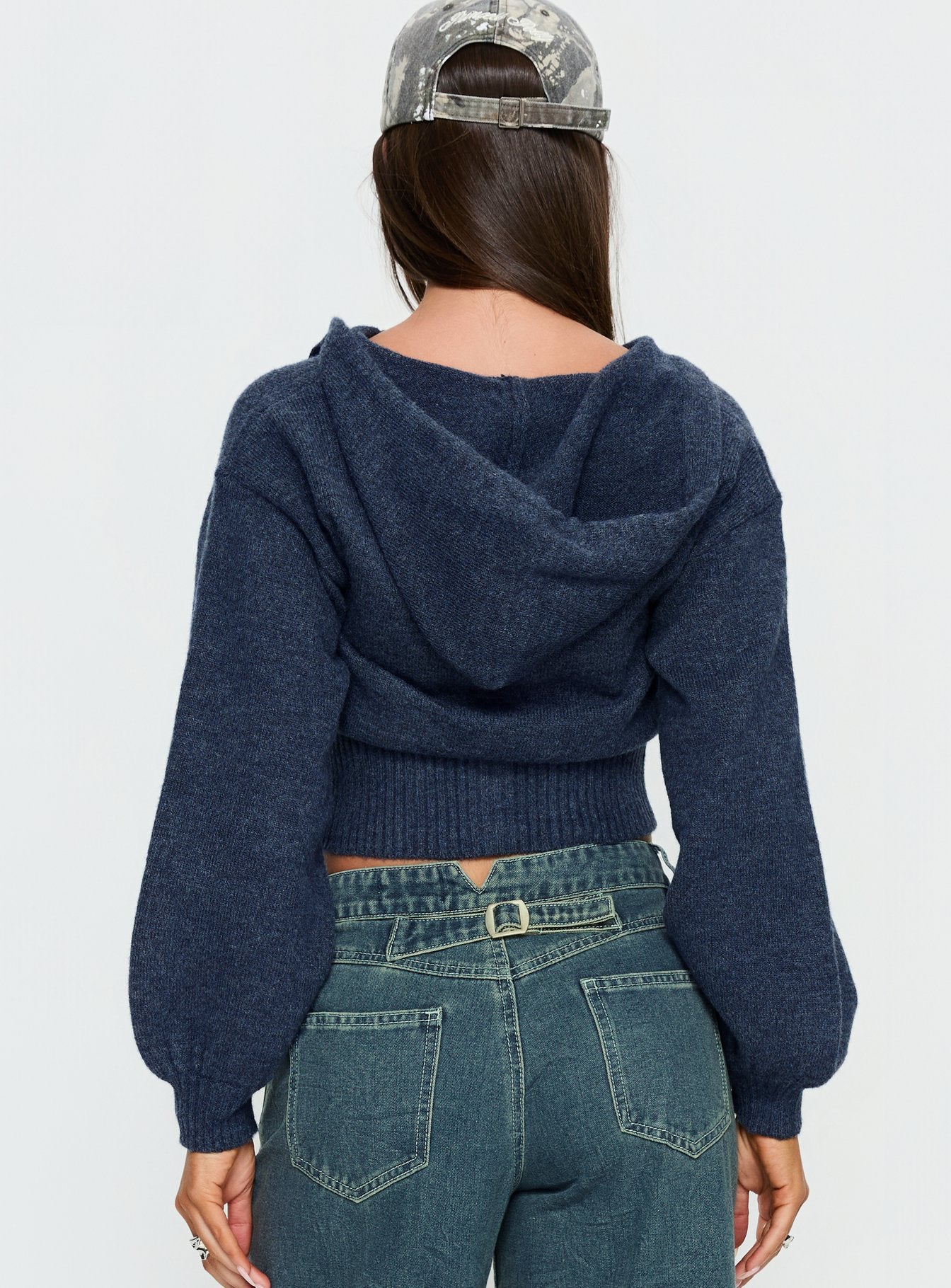 Kieley Zip Through Knit Hoodie Navy