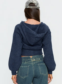 Kieley Zip Through Knit Hoodie Navy