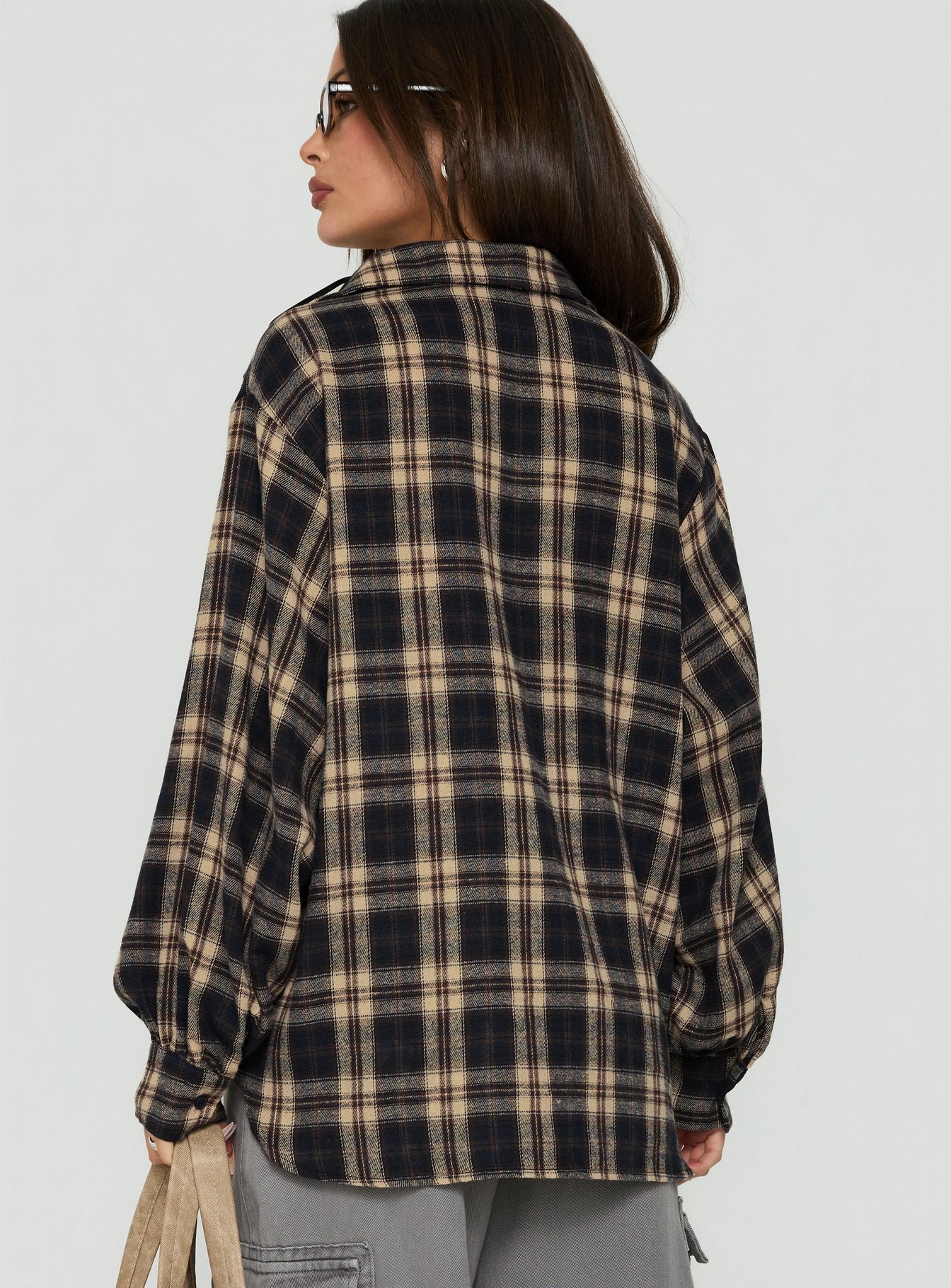 Video Games Long Sleeve Flannel Button Down Top Check Multi