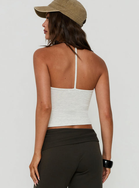 Cecilly Trim Racerback Top Grey Marle