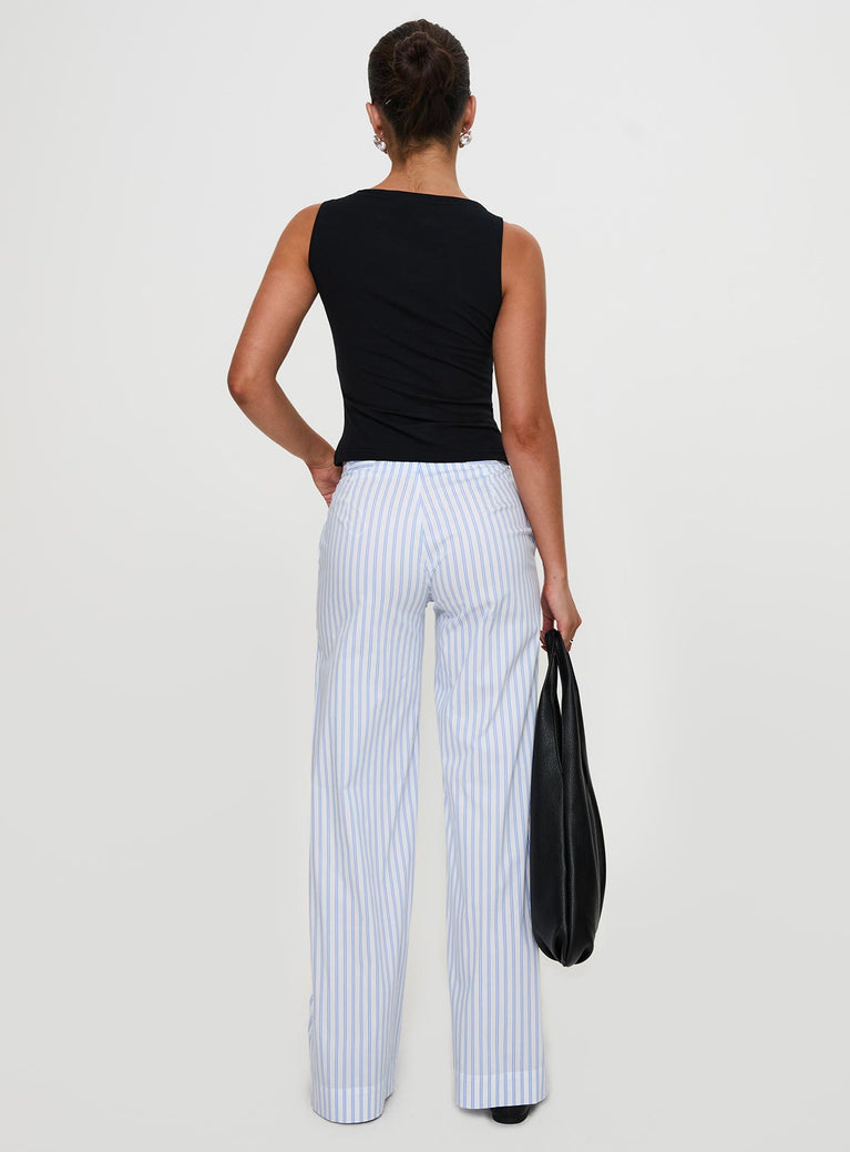 Collied Low Rise Pants Blue / White Stripe | Princess Polly USA