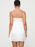 back view of model wearing Princess Polly Ortega Mini Dress White Petite Square Neck 