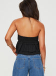 back view of model wearing Princess Polly Ericka Strapless Top Black Sleeveless straight 