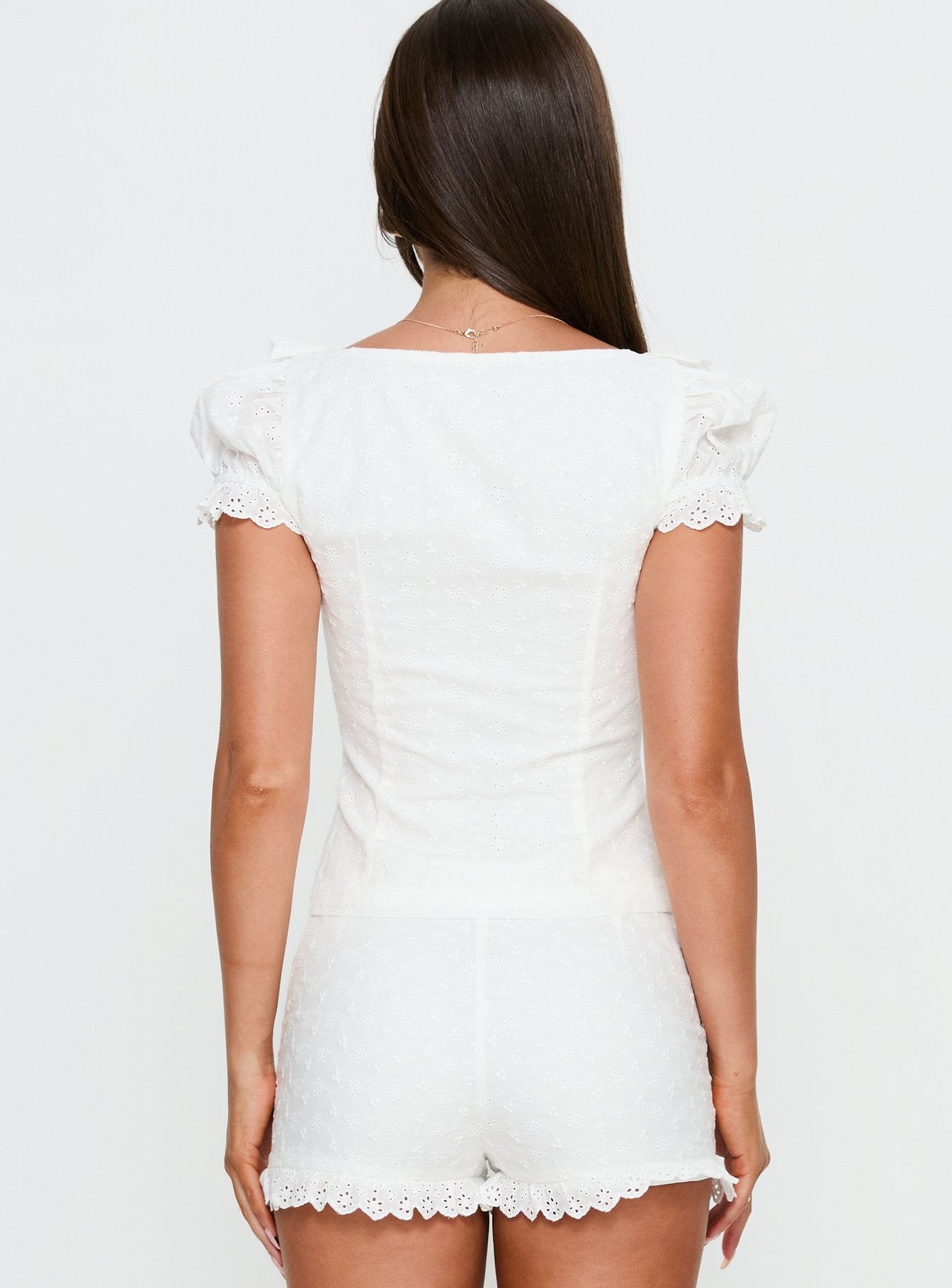 Caily Frill Short Sleeve Top White | Princess Polly