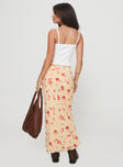 back view of model wearing Princess Polly Mangoes Maxi Skirt Cream Maxi 