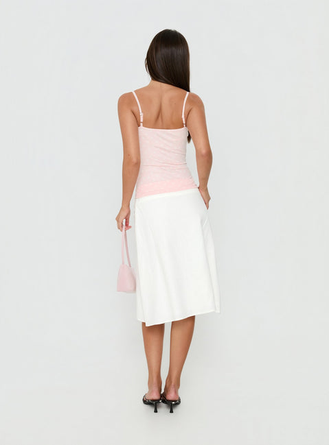 Such Delight Linen Midi Skirt White