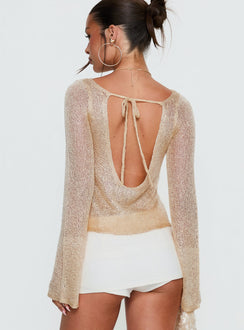 Evanne Long Sleeve Knit Top Champagne