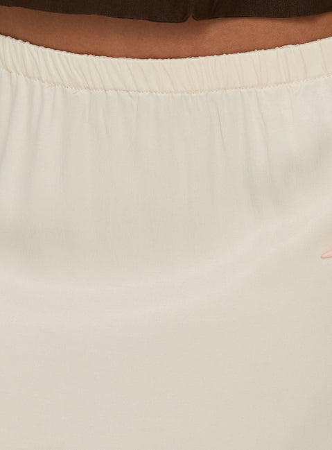 Bella Lace Trim Midi Skirt Cream