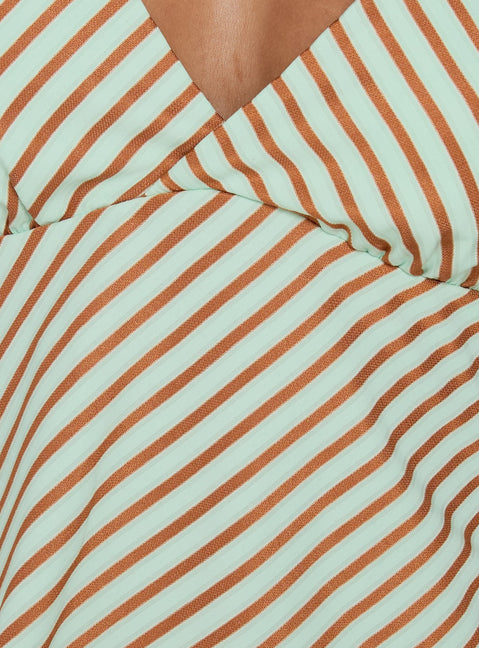 Golden Drift Halter Top Sage / Orange Stripe