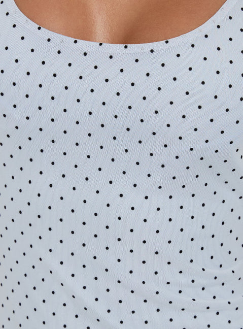 Doralyn Scoop Mini Dress Blue Polka Dot