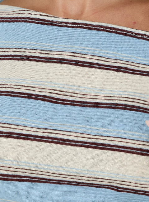 Jacintah Off Shoulder Top Blue Stripe