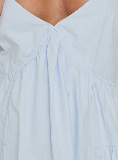 Giordana Vneck Babydoll Mini Dress Blue