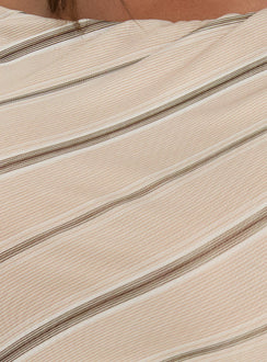 Jamyma Asymmetrical Mini Dress Beige Stripe