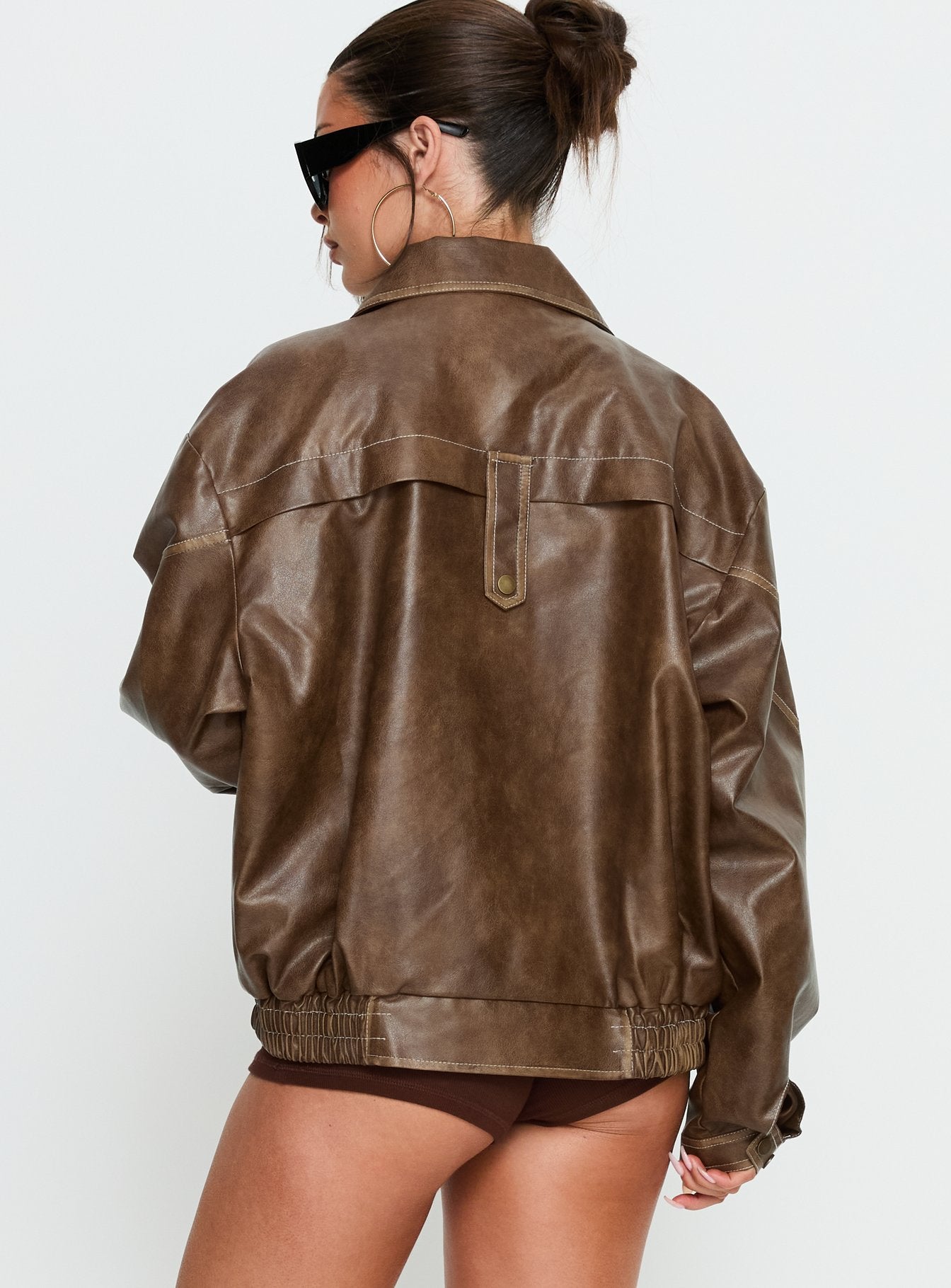 Jaxton Faux Leather Jacket Light Brown | Princess Polly