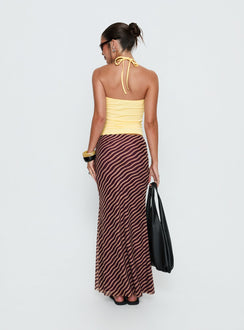 Caviar Tie Maxi Skirt Brown Stripe Tall