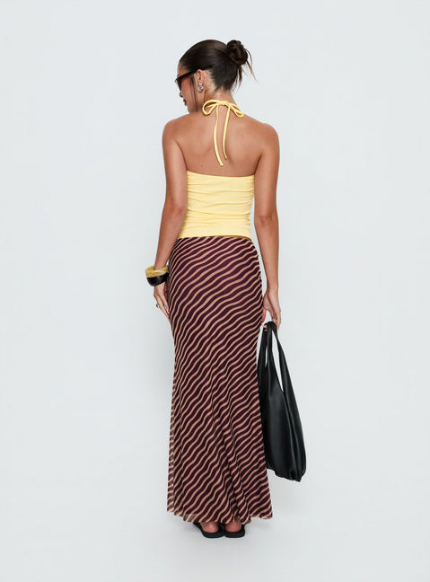 Caviar Tie Maxi Skirt Brown Stripe Tall