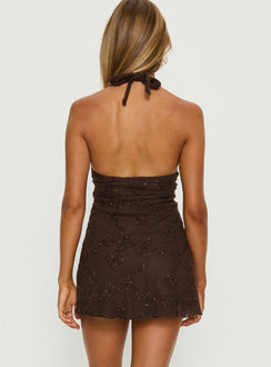 Codami Sequin Mini Dress Dark Brown