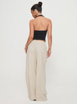 back view of model wearing Princess Polly Pellegrini Linen Wide Leg Pants Natural High Waisted Pants 