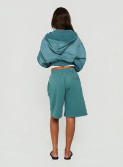 AT Fleece Baggy Jort Washed Teal