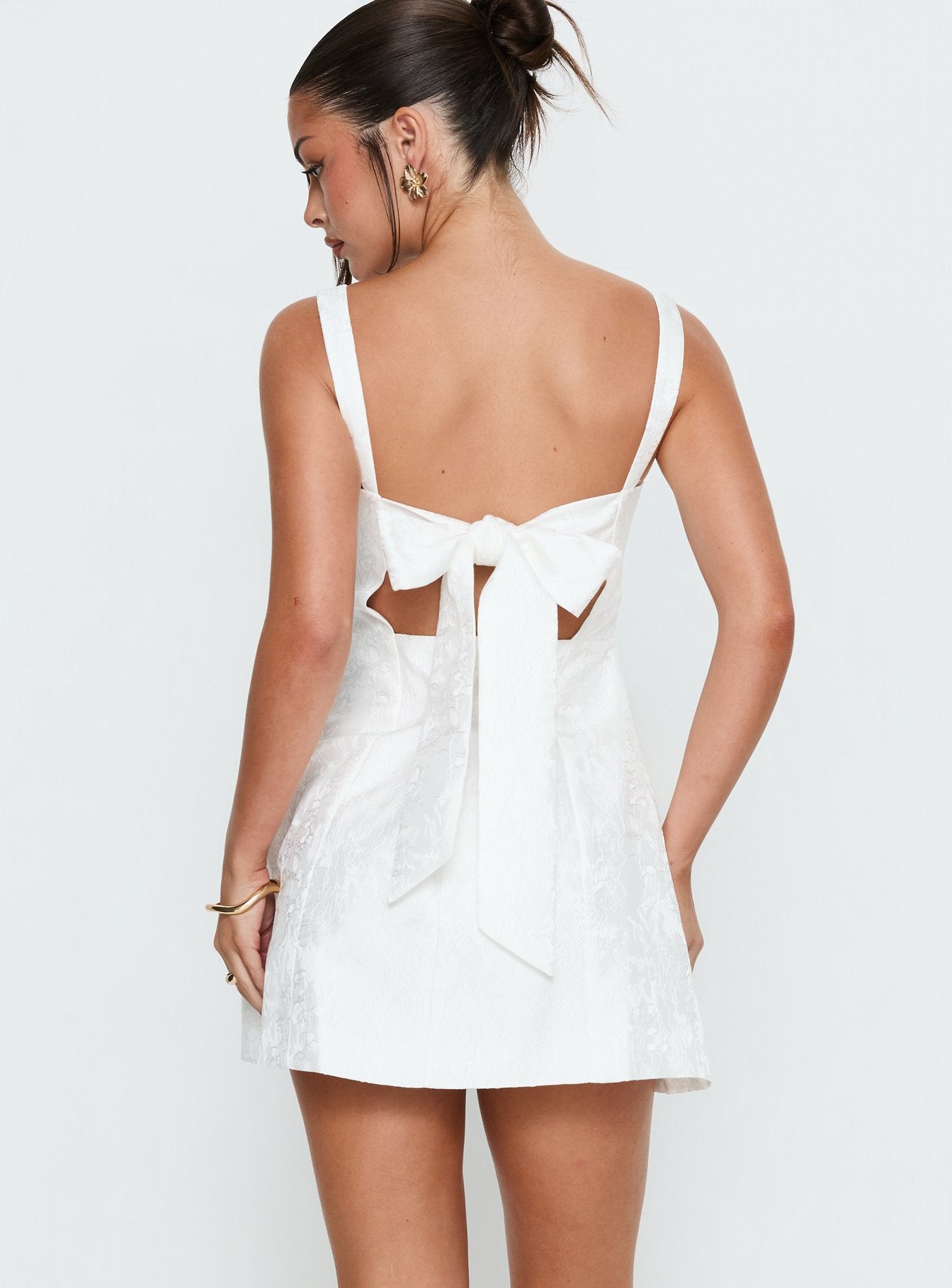 Asterie Bow Detail Mini Dress | White | Womens Asterie Bow Detail Mini Dress | White | Womens