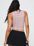 pINK CHECK Check crop top Scoop neck top, slim fitting, fixed shoulder straps
