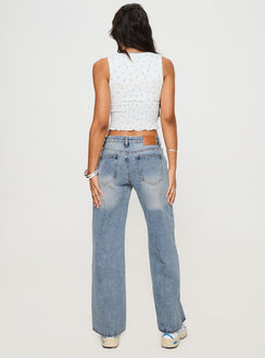 Ronine Low Rise Wide Leg Jeans Light Wash