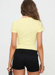 Princess Polly Short Sleeves Crew Neck  Baseline Rib Tee Yellow