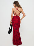 back view of model wearing Princess Polly Rosarie Maxi Dress Multi Cowl Neck 