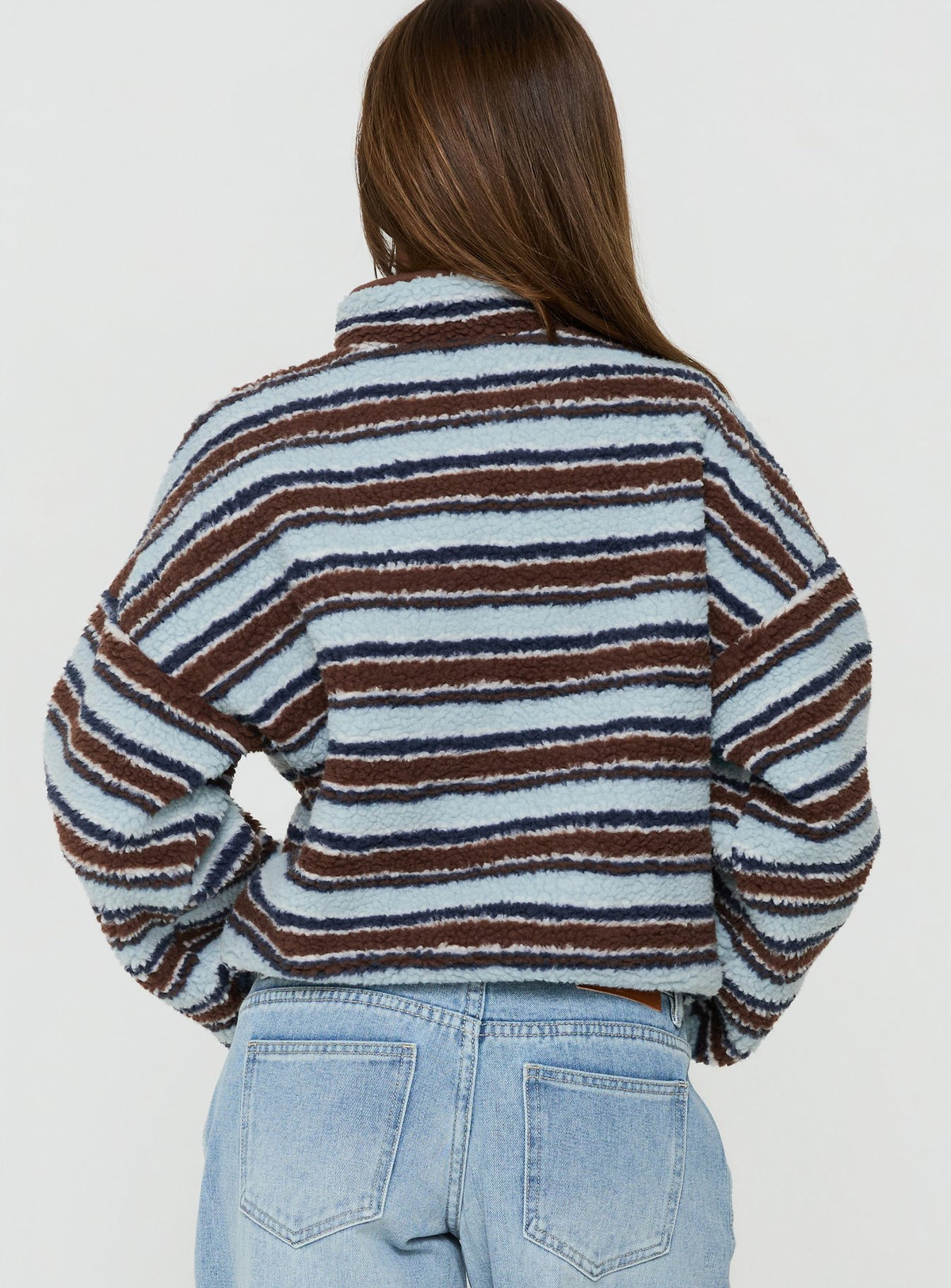 Quinee Polar Fleece Jumper Brown / Blue Multi