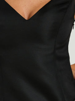 Aubriellah Sweetheart Neckline Draped Mini Dress Black