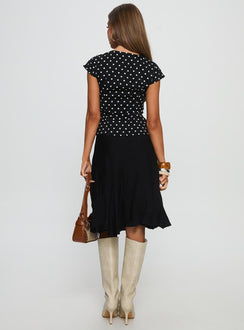 back view of model wearing Princess Polly With Kindness Midi Skirt Black 