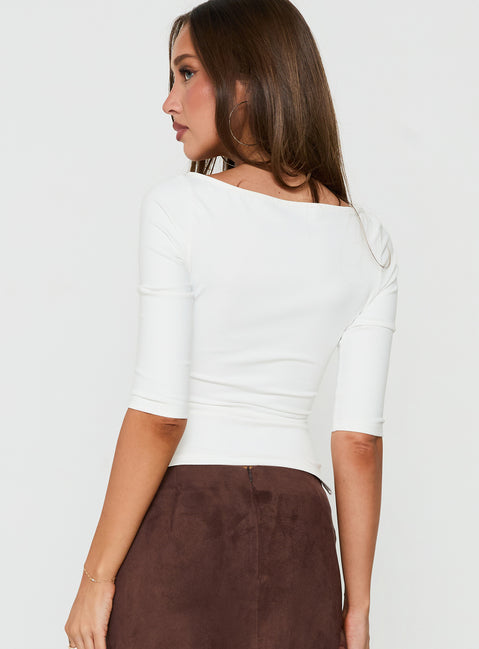 Daily Define Boatneck 3/4 Sleeve Top White