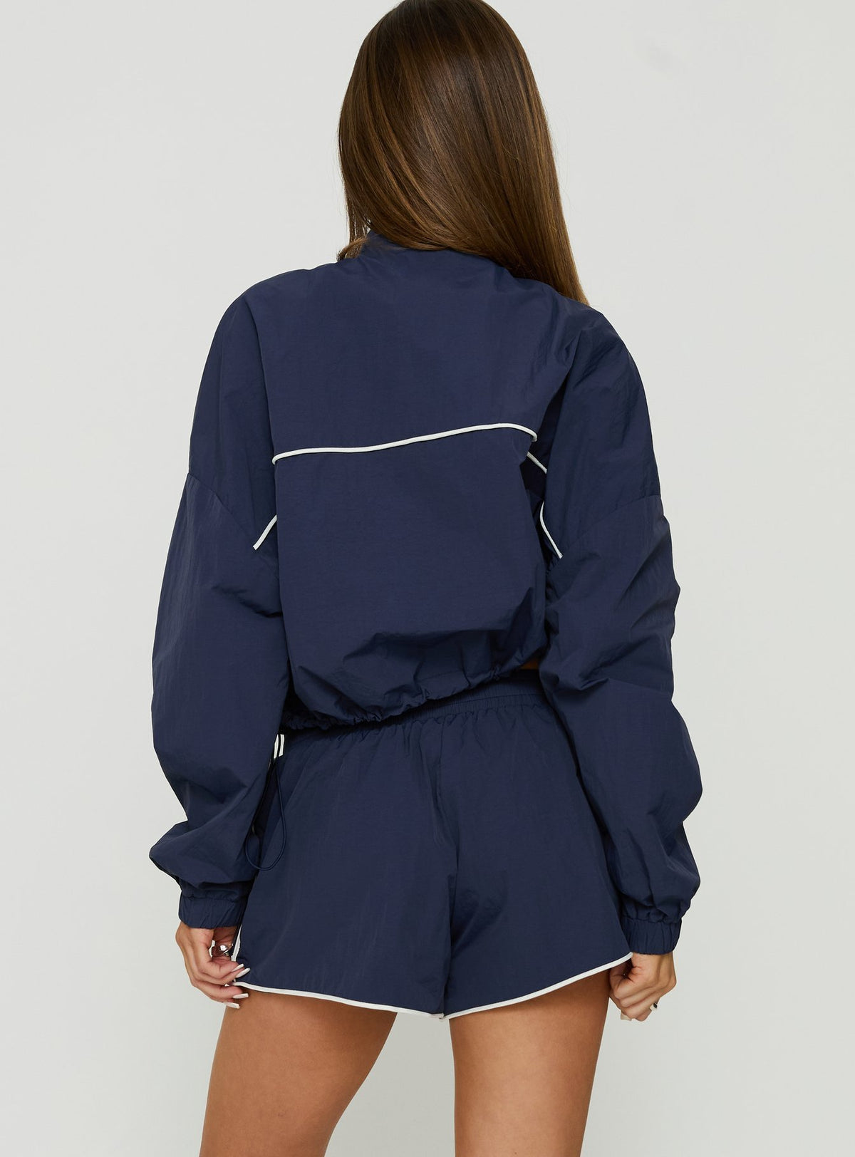 Shayyla Mid Rise Elasticated Waist Shorts Navy / White