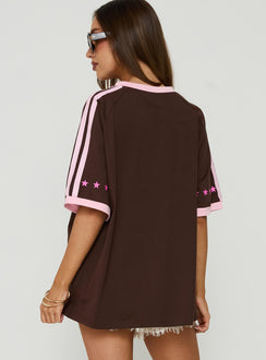 It Ain't Luck Oversized Graphic Tee Brown / Multi