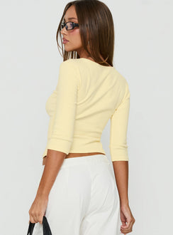 Bridgeta V Neck 3/4 Sleeve Top Lemon