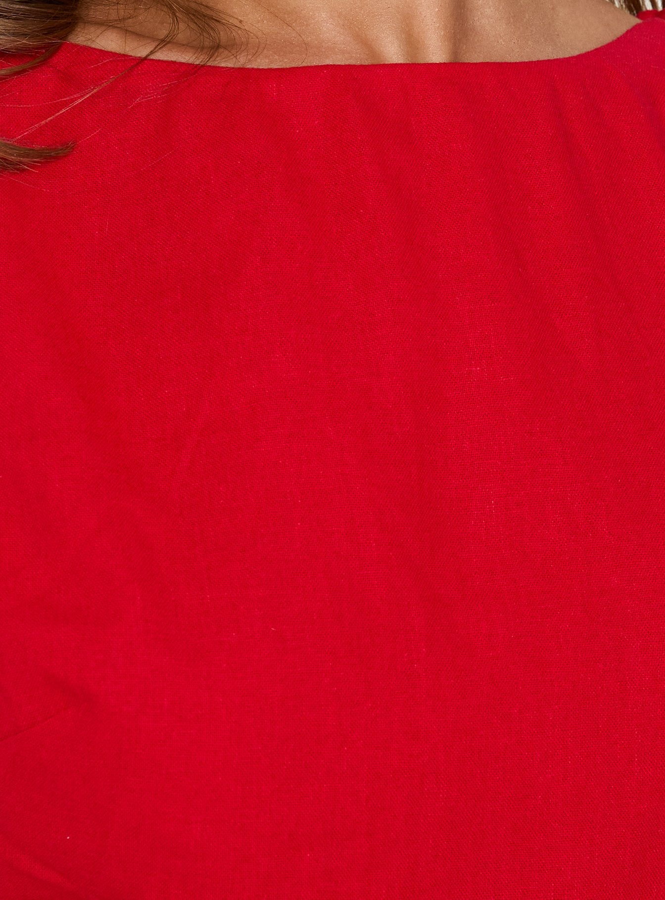 Veara Linen Low Back Tie Detail Romper Red