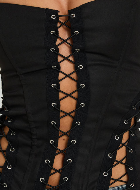 Eden Lace Up Corset Black