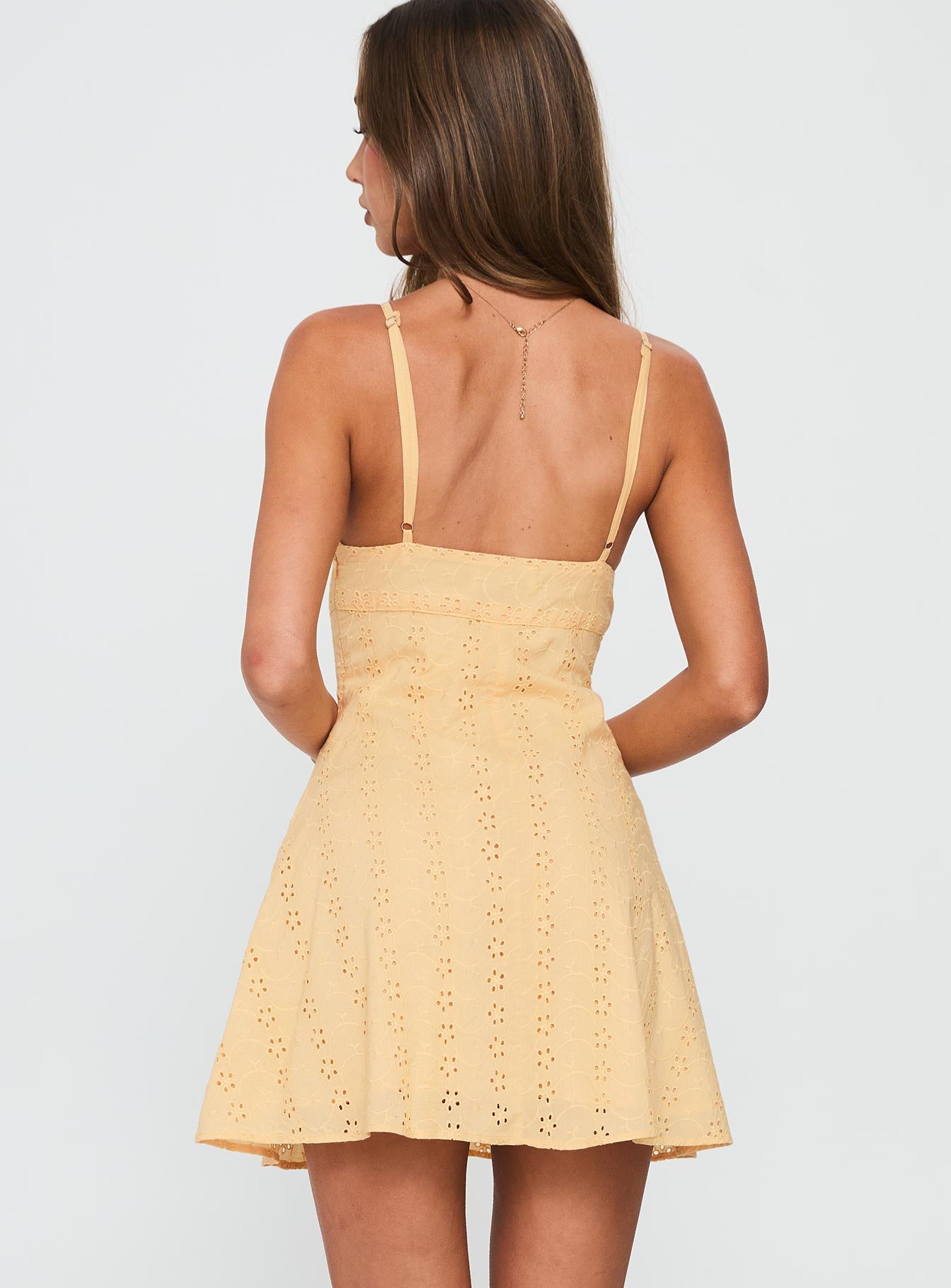 Reflections Broderie Mini Dress Yellow Reflections Broderie Mini Dress Yellow