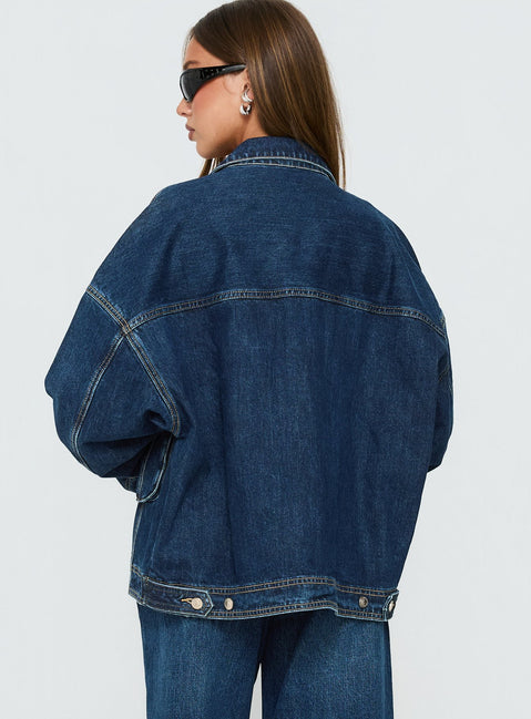 Kier Oversized Jacket Denim Dark Blue Wash