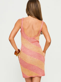 Amilea Sequin Knit Mini Dress Orange / Pink Stripe