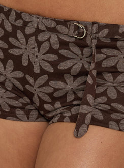 Elaris Micro Shorts Brown Floral