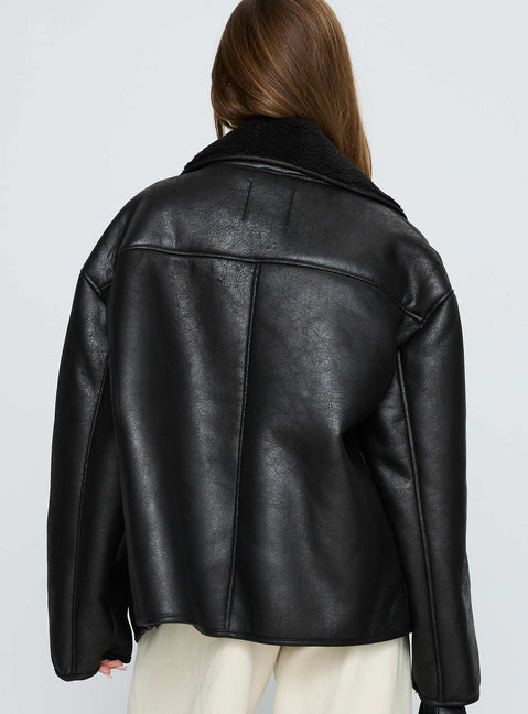 Nunez Faux Leather Jacket Black