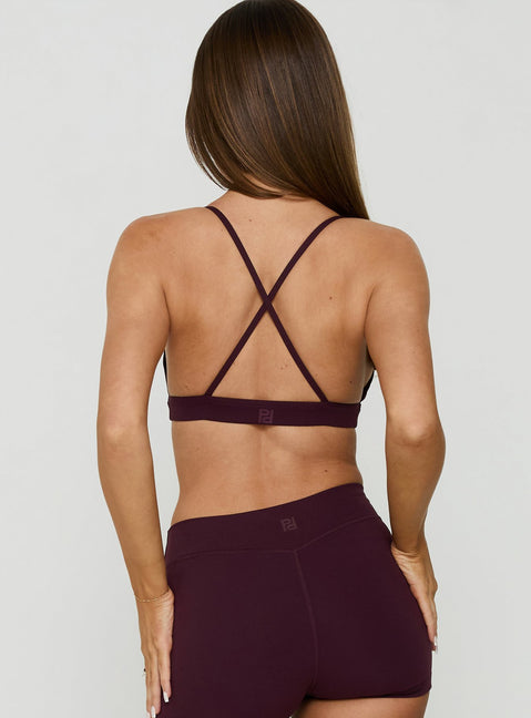 Aerial Active Crossback Bralette Burgundy