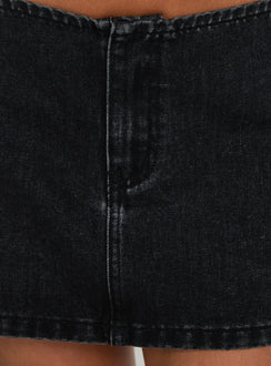 Adoriah No Waist Micro Mini Skirt Washed Black